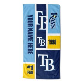 [Personalization Only] OFFICIAL MLB Colorblock Personalized Beach Towel - Rays