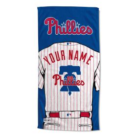 [Personalization Only] OFFICIAL MLB Jersey Personalized Beach Towel - Philadelphia Phillies