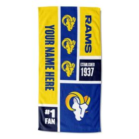 [Personalization Only] OFFICIAL NFL Colorblock Personalized Beach Towel - Los Angeles Rams