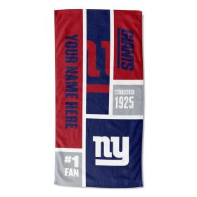 [Personalization Only] OFFICIAL NFL Colorblock Personalized Beach Towel - NY Giants