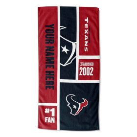 [Personalization Only] OFFICIAL NFL Colorblock Personalized Beach Towel - Texans