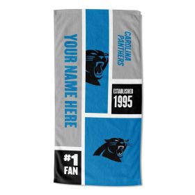 [Personalization Only] OFFICIAL NFL Colorblock Personalized Beach Towel - Panthers