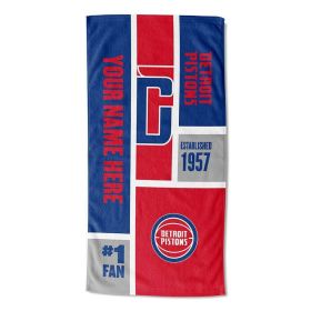 [Personalization Only] OFFICIAL NBA Colorblock Personalized Beach Towel - Detroit Pistons