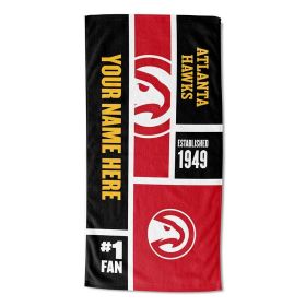 [Personalization Only] OFFICIAL NBA Colorblock Personalized Beach Towel - Atlanta Hawks