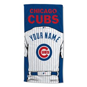 [Personalization Only] OFFICIAL MLB Jersey Personalized Beach Towel - Chicago Cubs