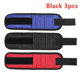 Fifteen-Compartment Powerful Magnetic Wristband (Option: Black 3pcs-Five rows of 15 magnets)