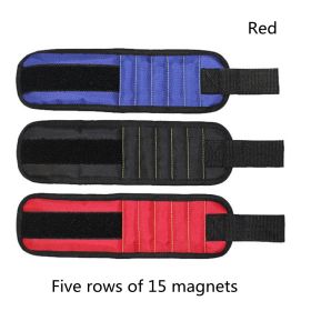 Fifteen-Compartment Powerful Magnetic Wristband (Option: Red-Five rows of 15 magnets)