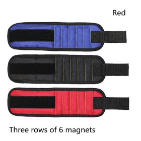 Fifteen-Compartment Powerful Magnetic Wristband (Option: Red-Three rows of 6 magnets)