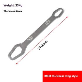 Two-headed Box Wrench 8-22 Multifunctional Non-slip Household Hand Tool (Option: Silver  8mm Length 270)